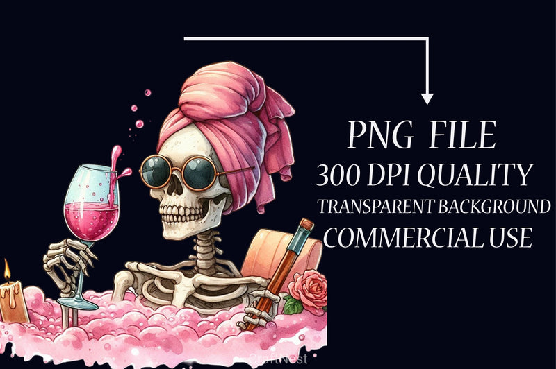 Skeleton Wine Clipart Bundle - CraftNest - Digital Crafting and Art