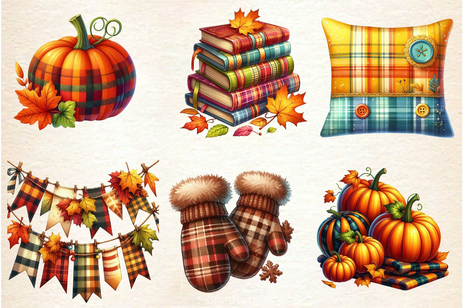 Plaid Autumn Clipart Bundle 3 - CraftNest - Digital Crafting and Art