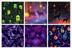 Neon Halloween Digital Paper - CraftNest - Digital Crafting and Art