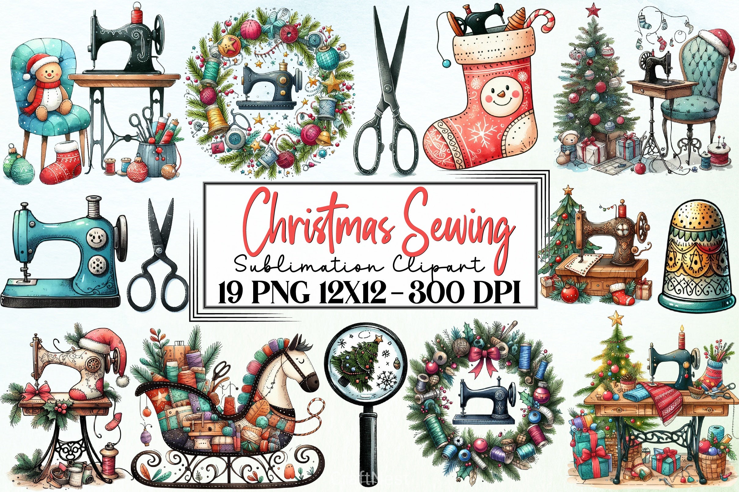 Christmas Sewing Clipart Bundle - CraftNest - Digital Crafting and Art