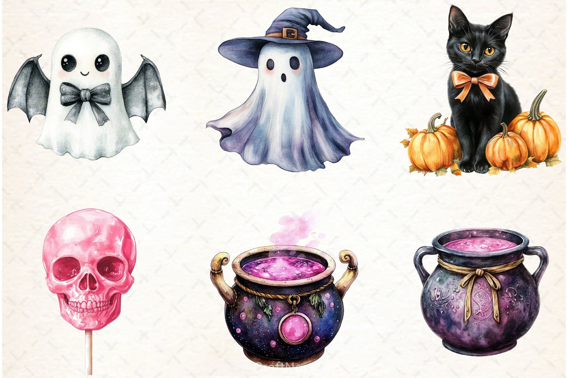 Cute Girly Halloween Clipart Bundle - CraftNest - Digital Crafting and Art