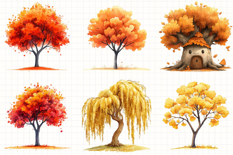 Autumn Trees Clipart Bundle 4 - CraftNest - Digital Crafting and Art