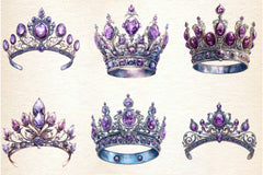 Purple Diamond Queen Tiara Clipart Bundle - CraftNest - Digital Crafting and Art