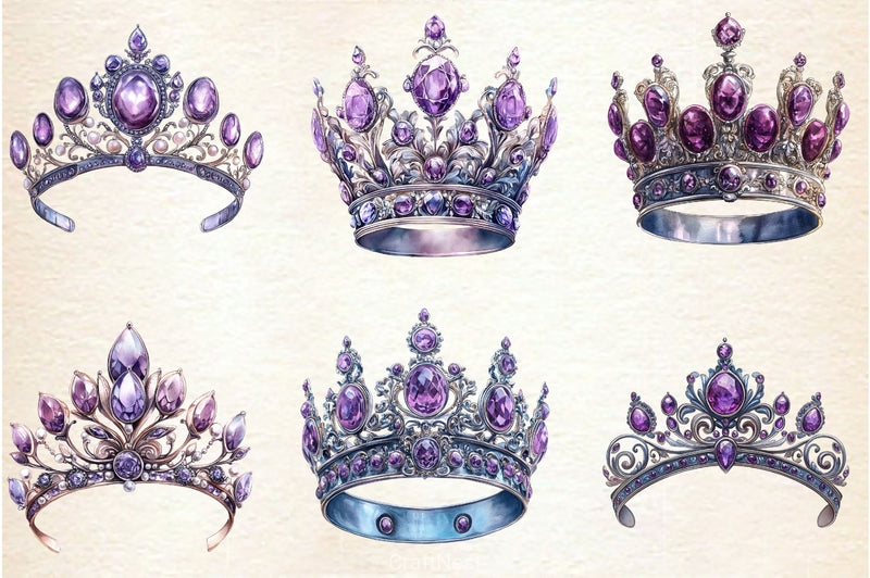 Purple Diamond Queen Tiara Clipart Bundle - CraftNest - Digital Crafting and Art
