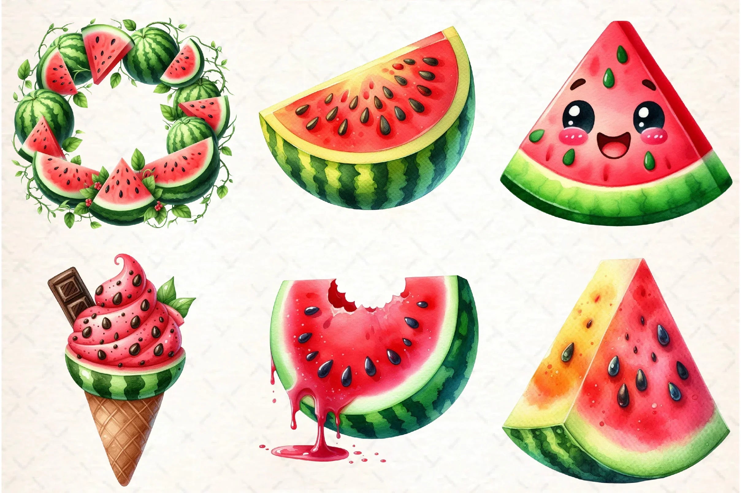 Summer Juicy Watermelon Clipart Bundle - CraftNest - Digital Crafting and Art