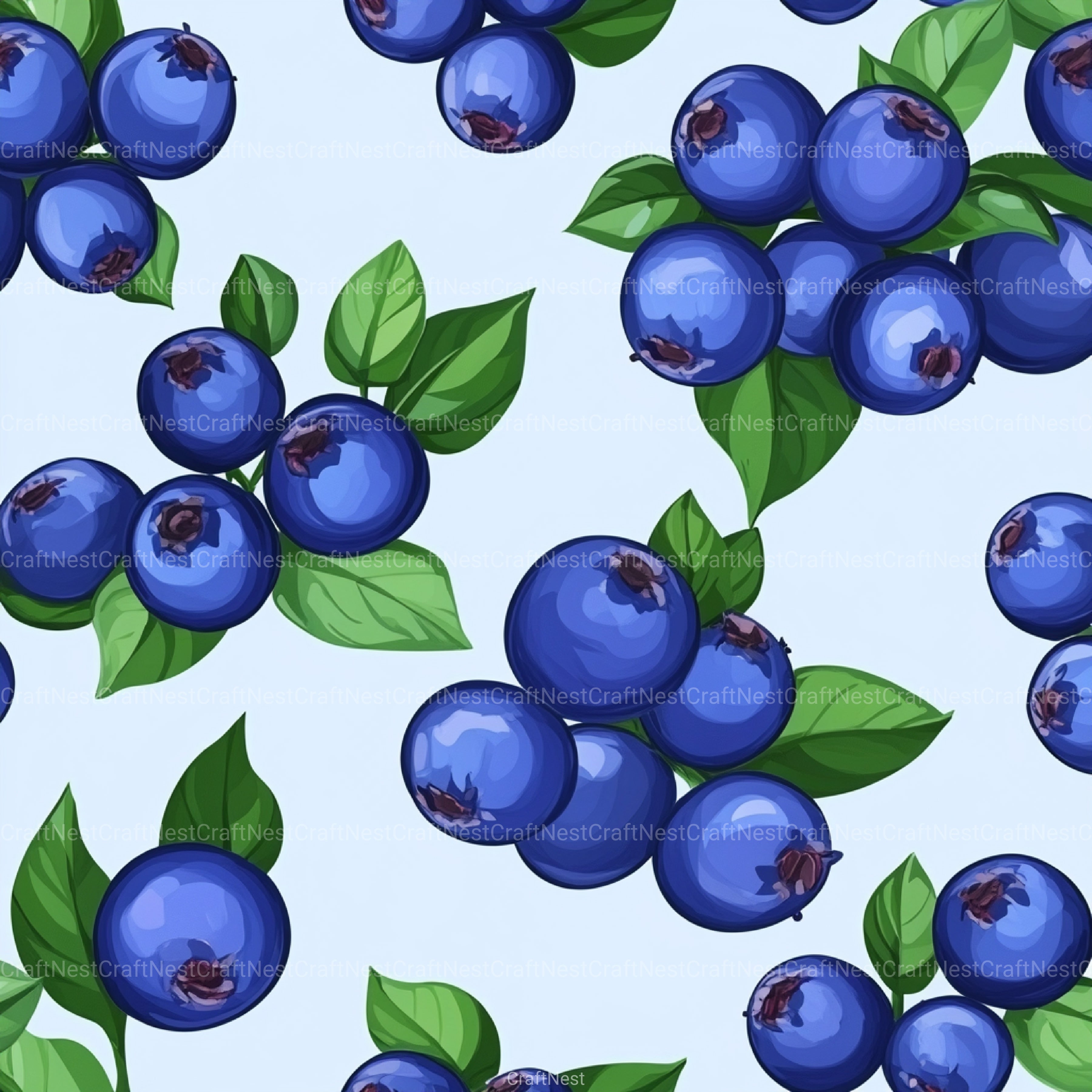 Blueberry Seamless Pattern Papers Digital - CraftNest - Digital Crafting and Art