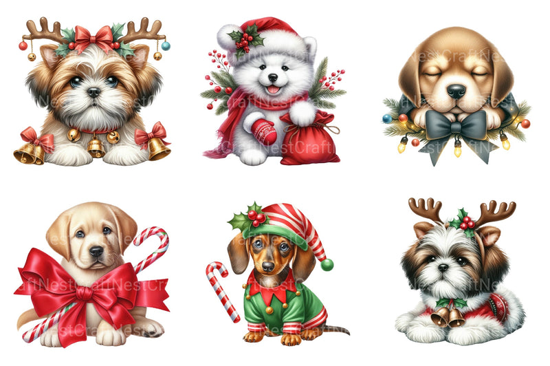 Christmas Puppies Clipart Bundle - CraftNest - Digital Crafting and Art