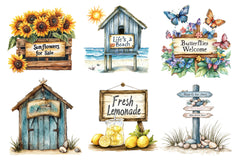 Summer Wooden Sign Board Clipart Bundle - CraftNest - Digital Crafting and Art