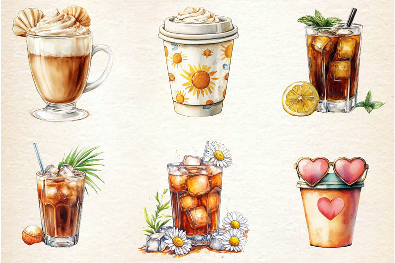 Summer Coffee Clipart Bundle - CraftNest - Digital Crafting and Art