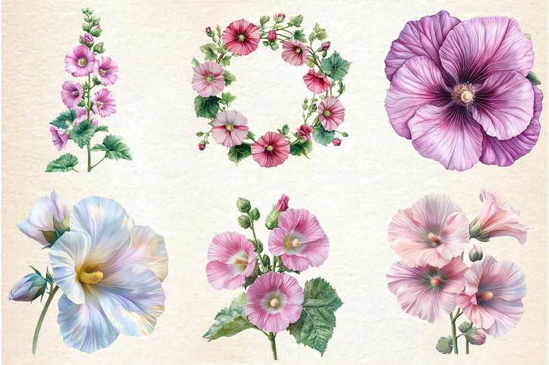 Hollyhock Clipart Bundle - CraftNest - Digital Crafting and Art