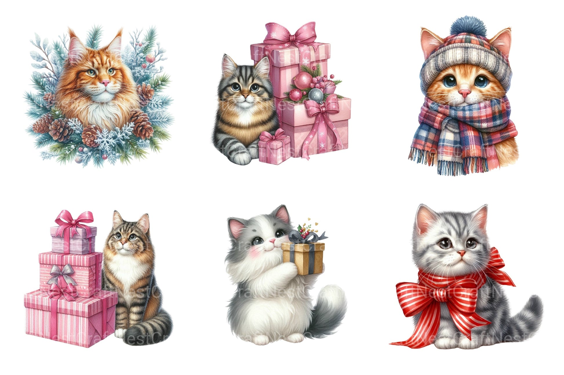 Christmas Maine Coon Cat Clipart Bundle - CraftNest - Digital Crafting and Art