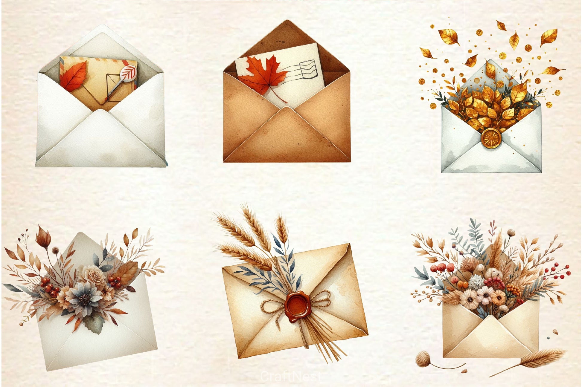 Autumn Envelope Clipart Bundle - CraftNest - Digital Crafting and Art
