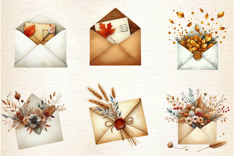 Autumn Envelope Clipart Bundle - CraftNest - Digital Crafting and Art