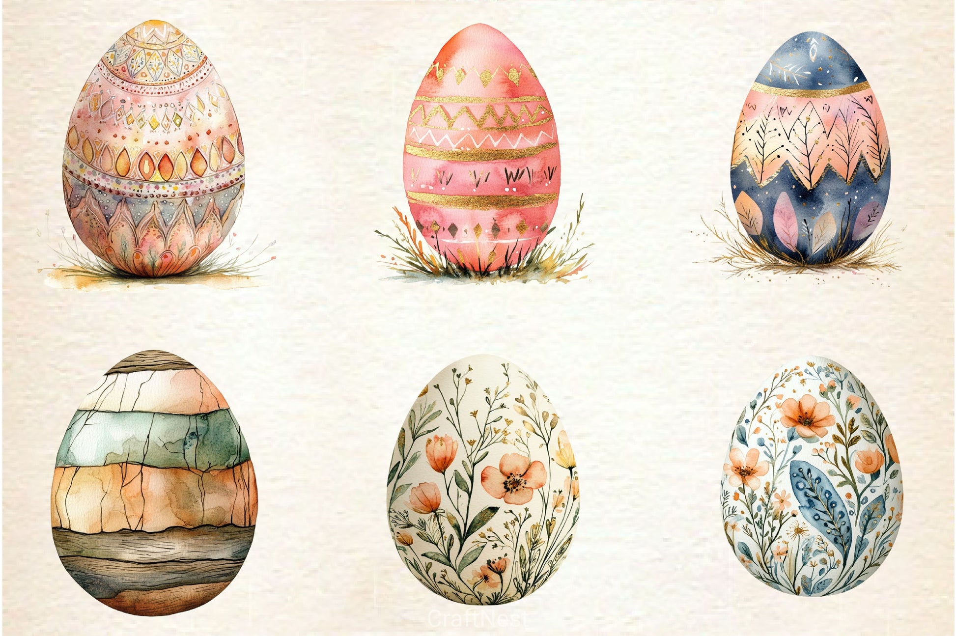 Boho Easter Eggs Clipart Bundle - CraftNest - Digital Crafting and Art
