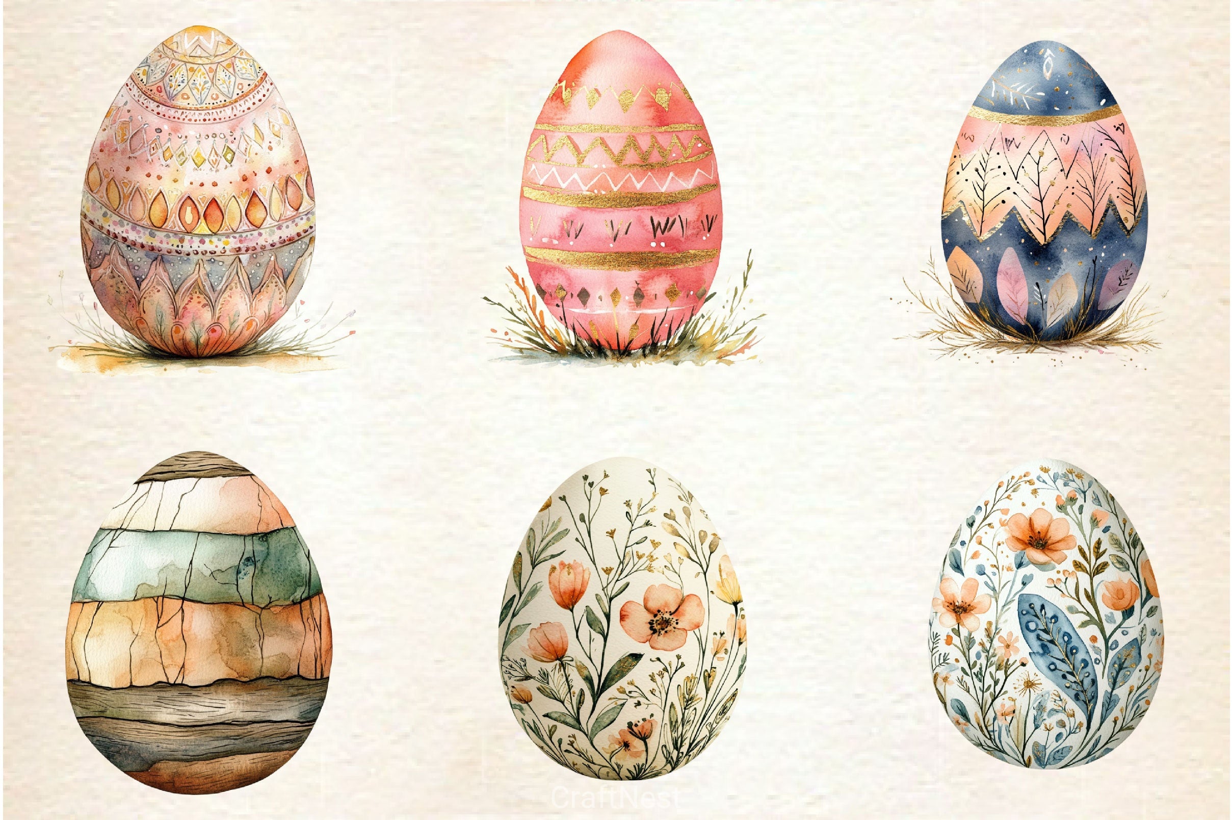 Boho Easter Eggs Clipart Bundle - CraftNest - Digital Crafting and Art