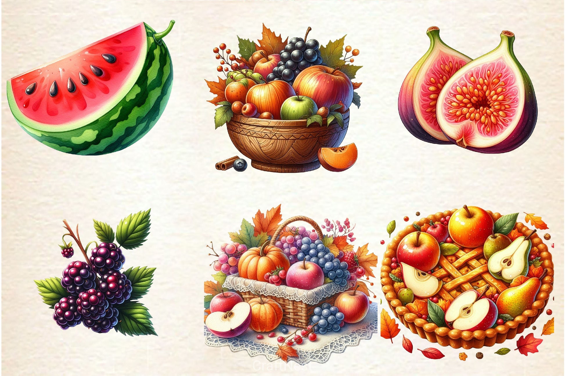 Autumn Fruits Clipart Bundle 4 - CraftNest - Digital Crafting and Art