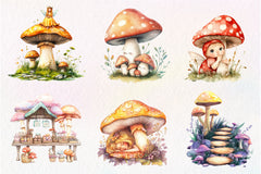 Cute Magic Fairy Mushroom Clipart Bundle - CraftNest - Digital Crafting and Art