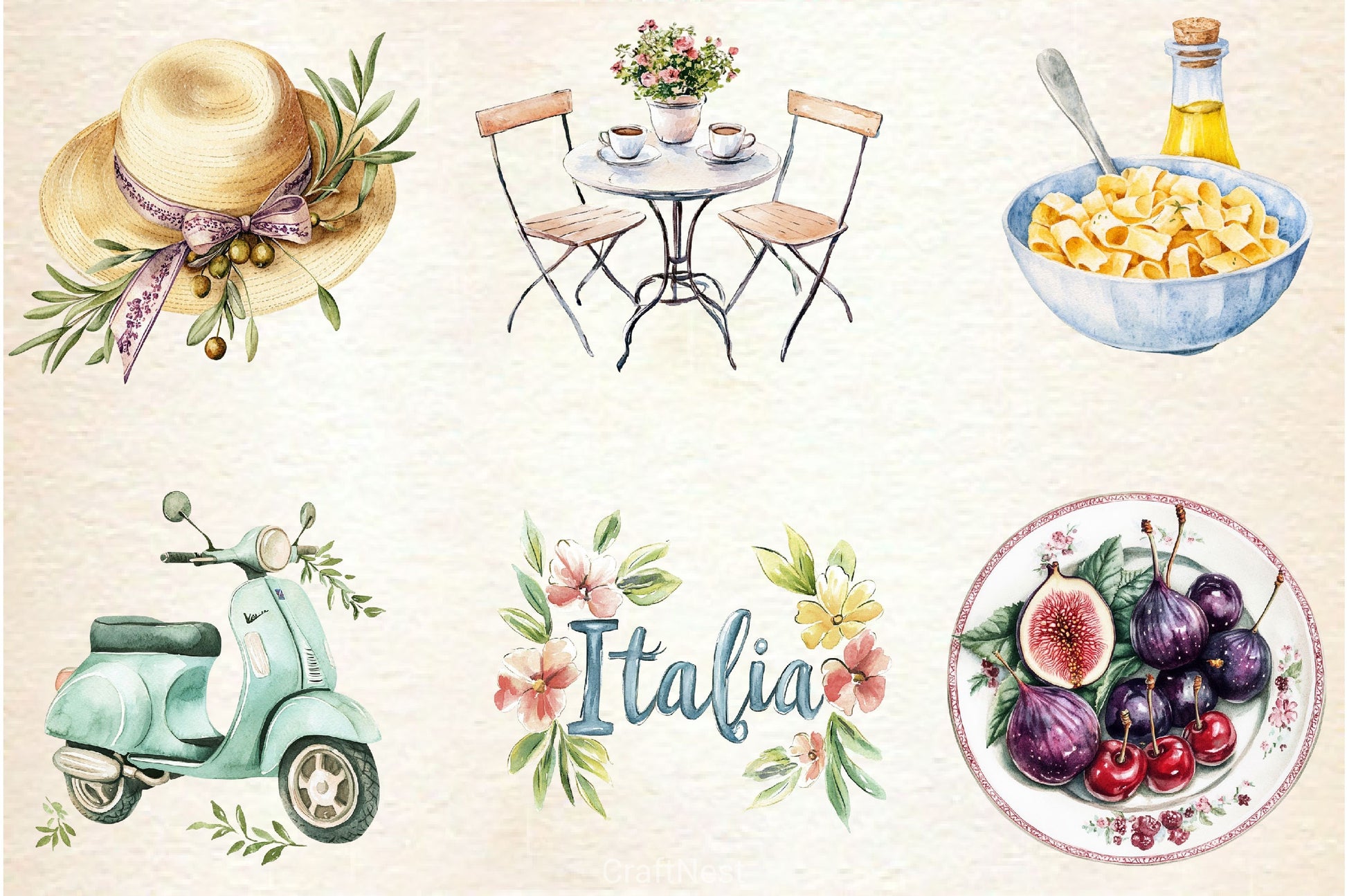 Antique Italian Summer Clipart Bundle 2 - CraftNest - Digital Crafting and Art