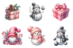 Silver Pink Christmas Pastel Decoration Clipart Bundle - CraftNest - Digital Crafting and Art