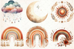 Boho Rainbow Clipart Bundle - CraftNest - Digital Crafting and Art