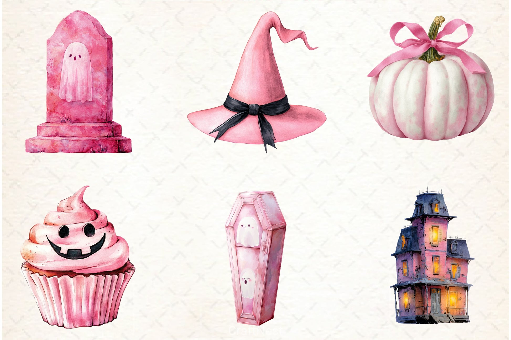 Pastel Pink Halloween Clipart Bundle - CraftNest - Digital Crafting and Art