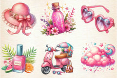 Pink Summer Clipart Bundle 6 - CraftNest - Digital Crafting and Art