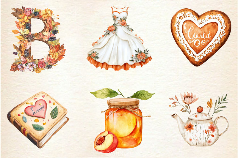 Autumn Bridal Tea Party Clipart Bundle - CraftNest - Digital Crafting and Art