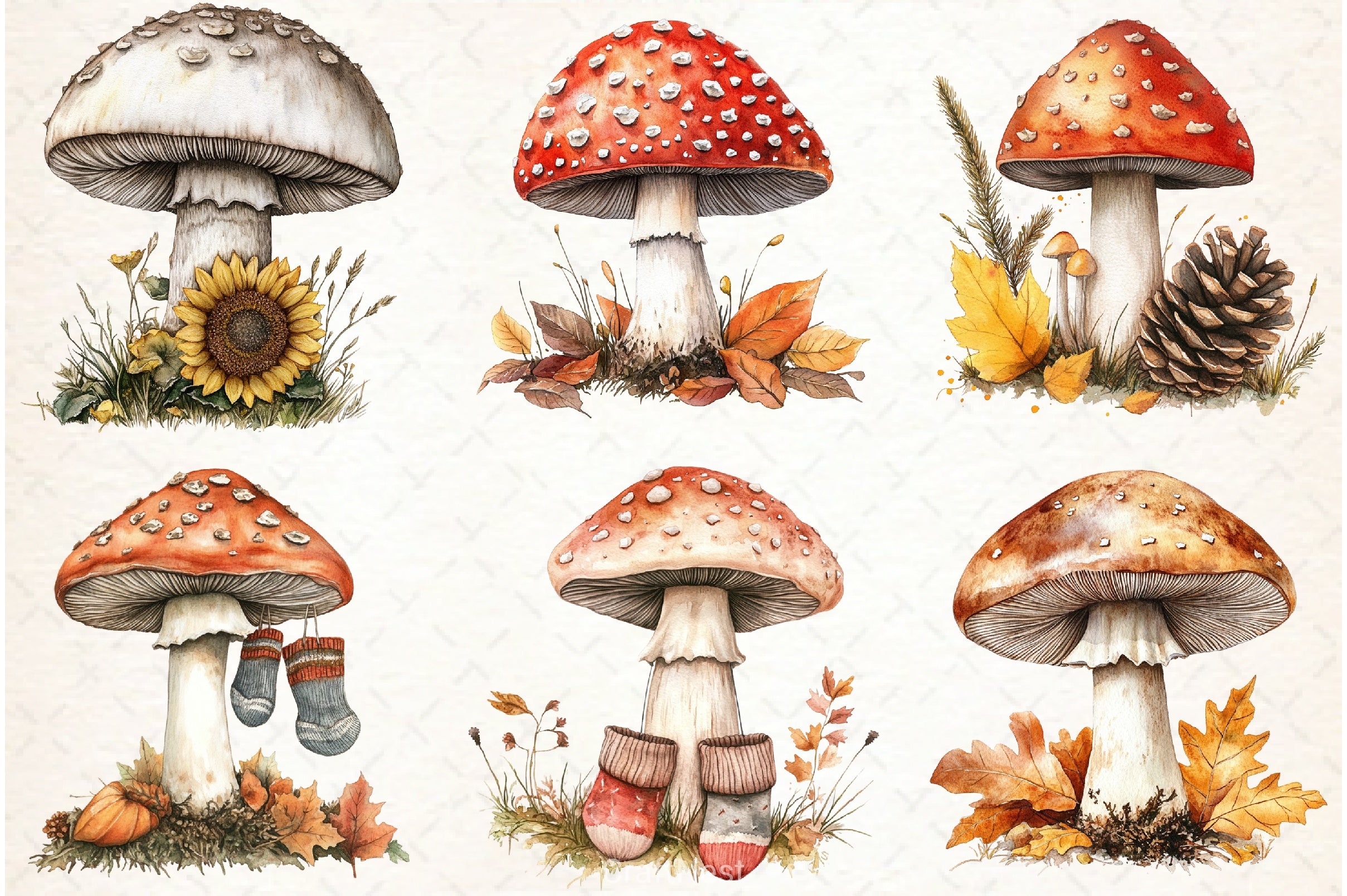 Autumn Mushroom Clipart Bundle - CraftNest - Digital Crafting and Art