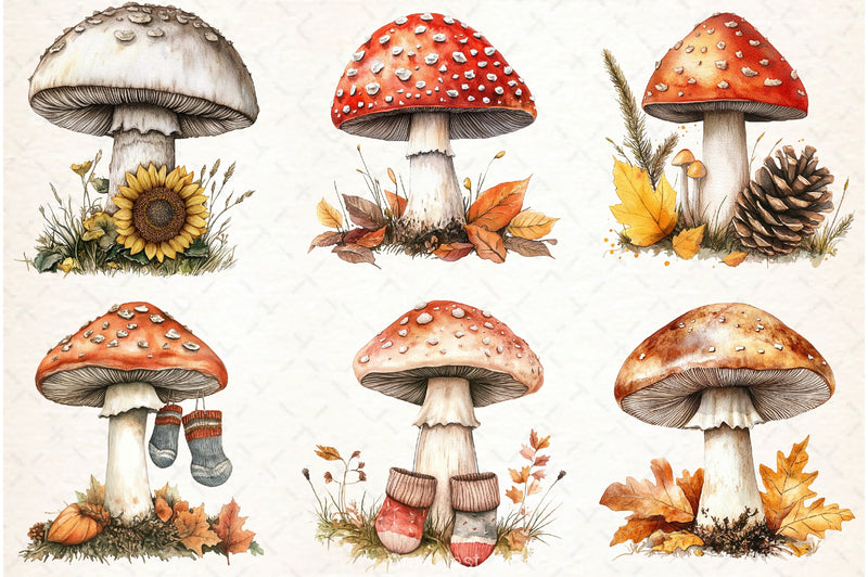 Autumn Mushroom Clipart Bundle - CraftNest - Digital Crafting and Art