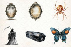 Vintage Gothic Halloween Clipart Bundle - CraftNest - Digital Crafting and Art