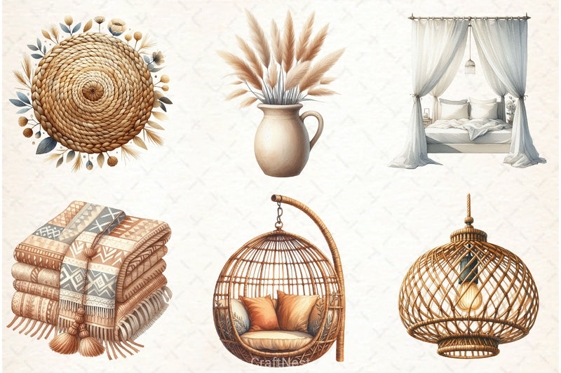 Boho Interior Clipart Bundle - CraftNest - Digital Crafting and Art