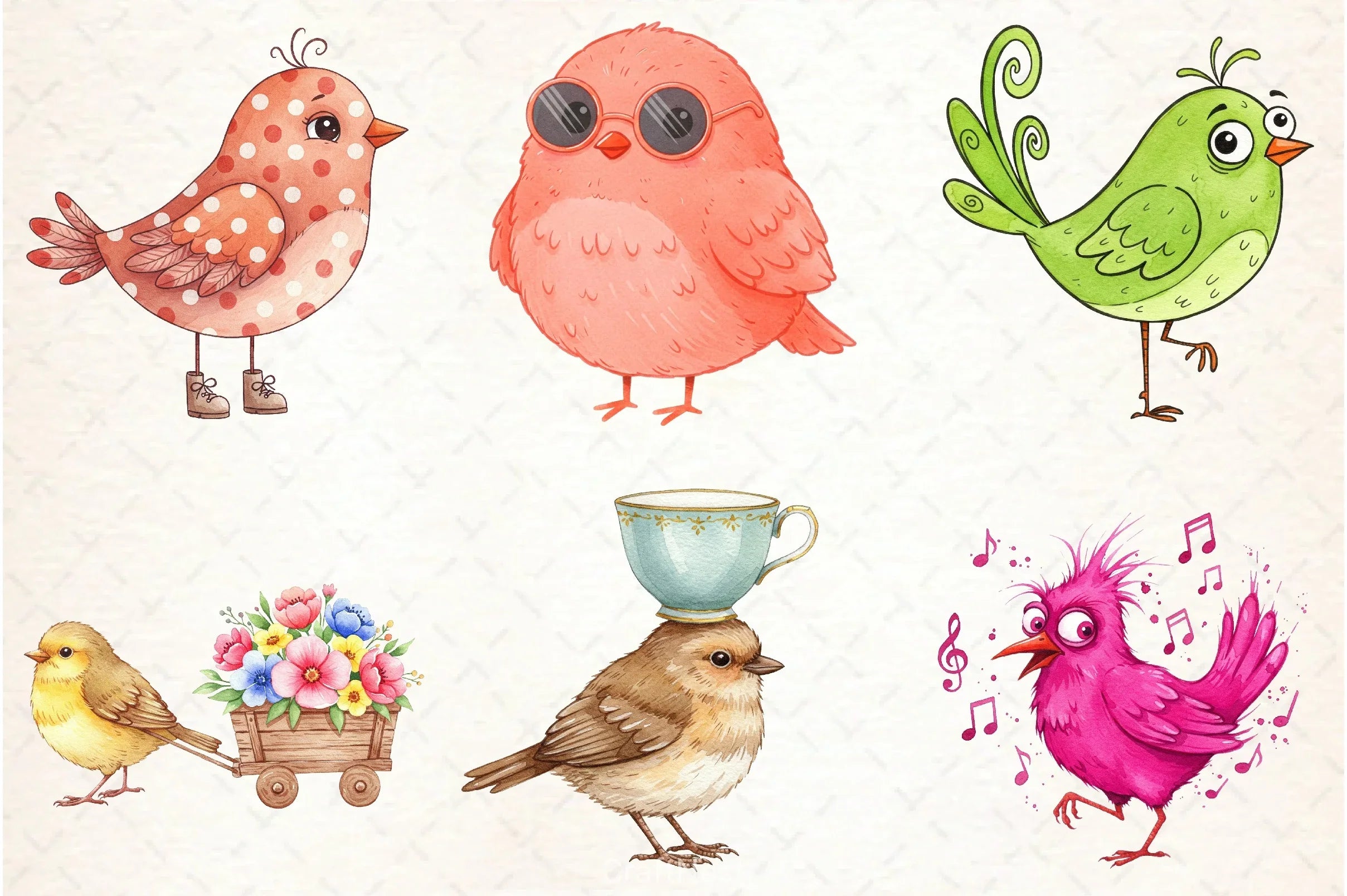 Quirky Whimsical Birds Clipart Bundle - CraftNest - Digital Crafting and Art