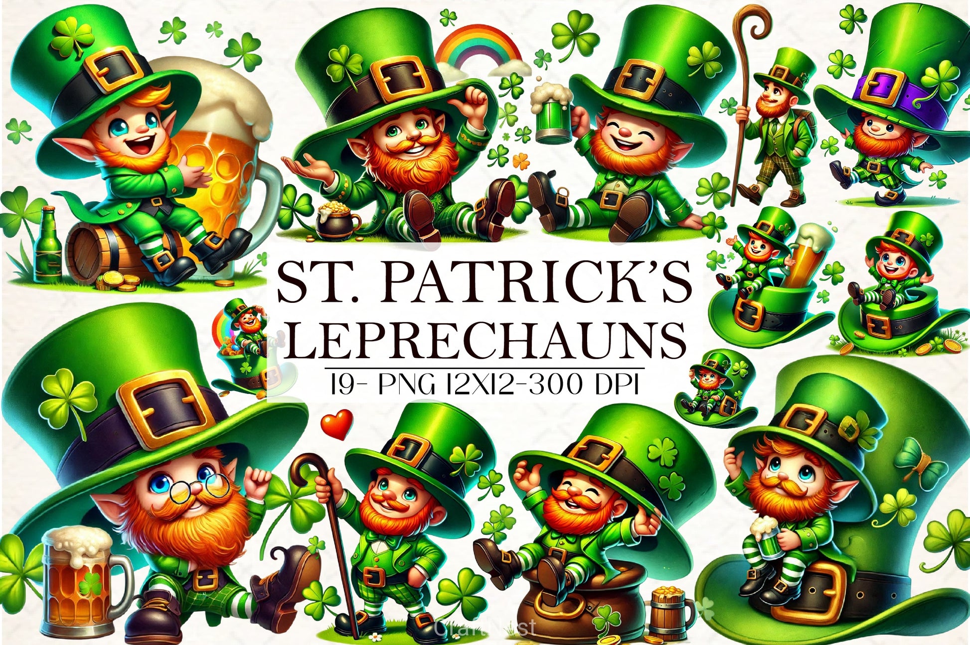 St Patrick's Leprechauns Clipart Bundle - CraftNest - Digital Crafting and Art