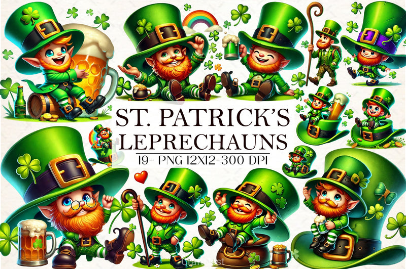 St Patrick's Leprechauns Clipart Bundle - CraftNest - Digital Crafting and Art