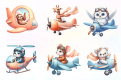 Airplane Cute Animals Clipart Bundle - CraftNest - Digital Crafting and Art