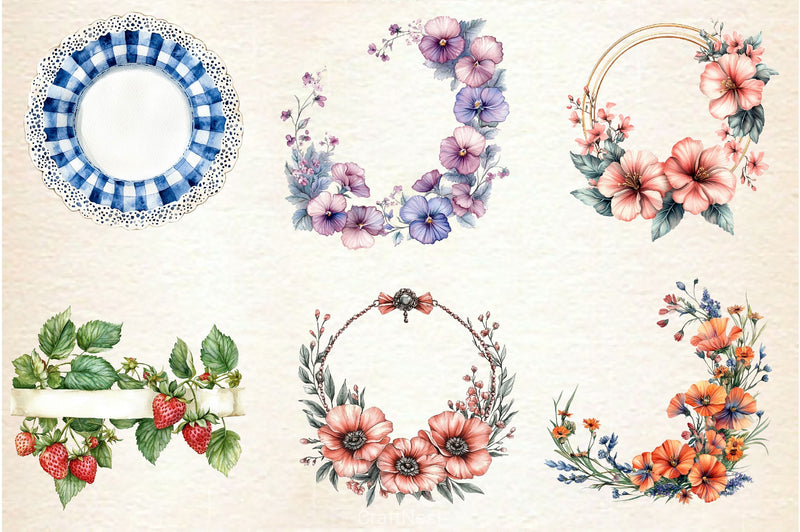 Summer Coquette Frames Borders Clipart Bundle - CraftNest - Digital Crafting and Art