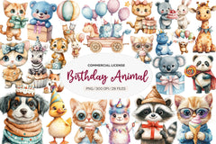 Birthday Baby Animal Party Clipart Bundle - CraftNest - Digital Crafting and Art