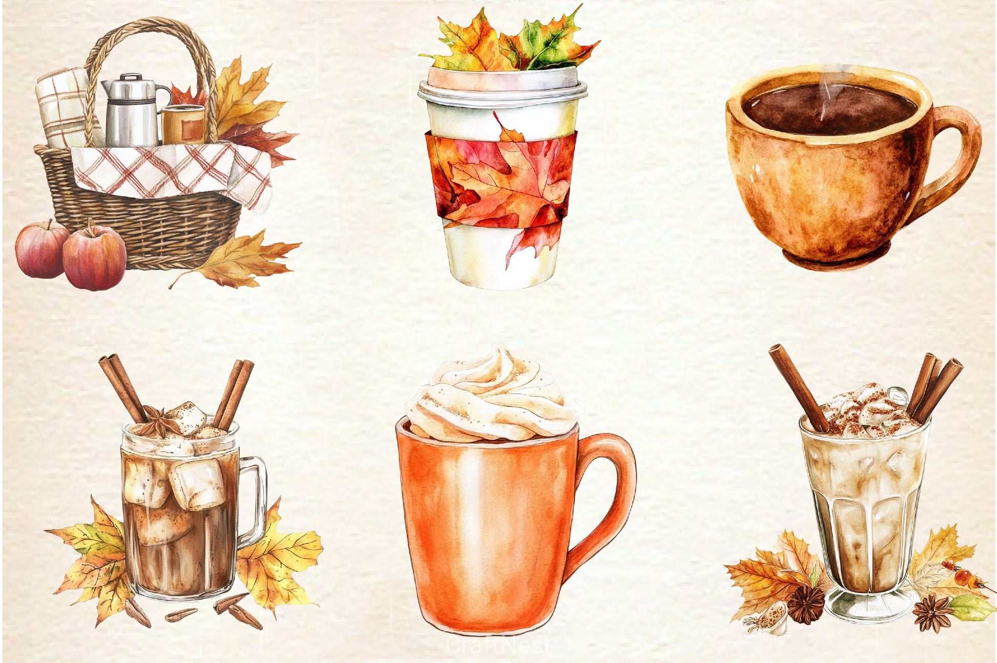 Cozy Autumn Coffee Clipart Bundle 2 - CraftNest - Digital Crafting and Art