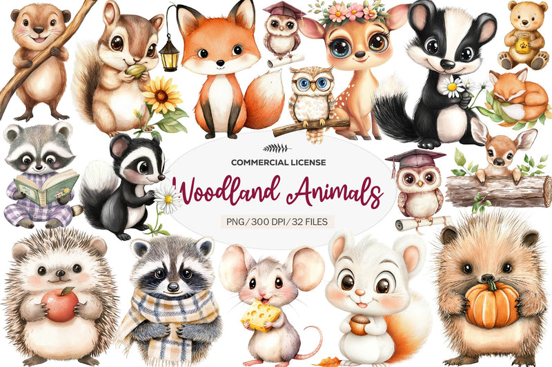 Woodland Animals Cute Baby Animals Clipart Bundle - CraftNest - Digital Crafting and Art