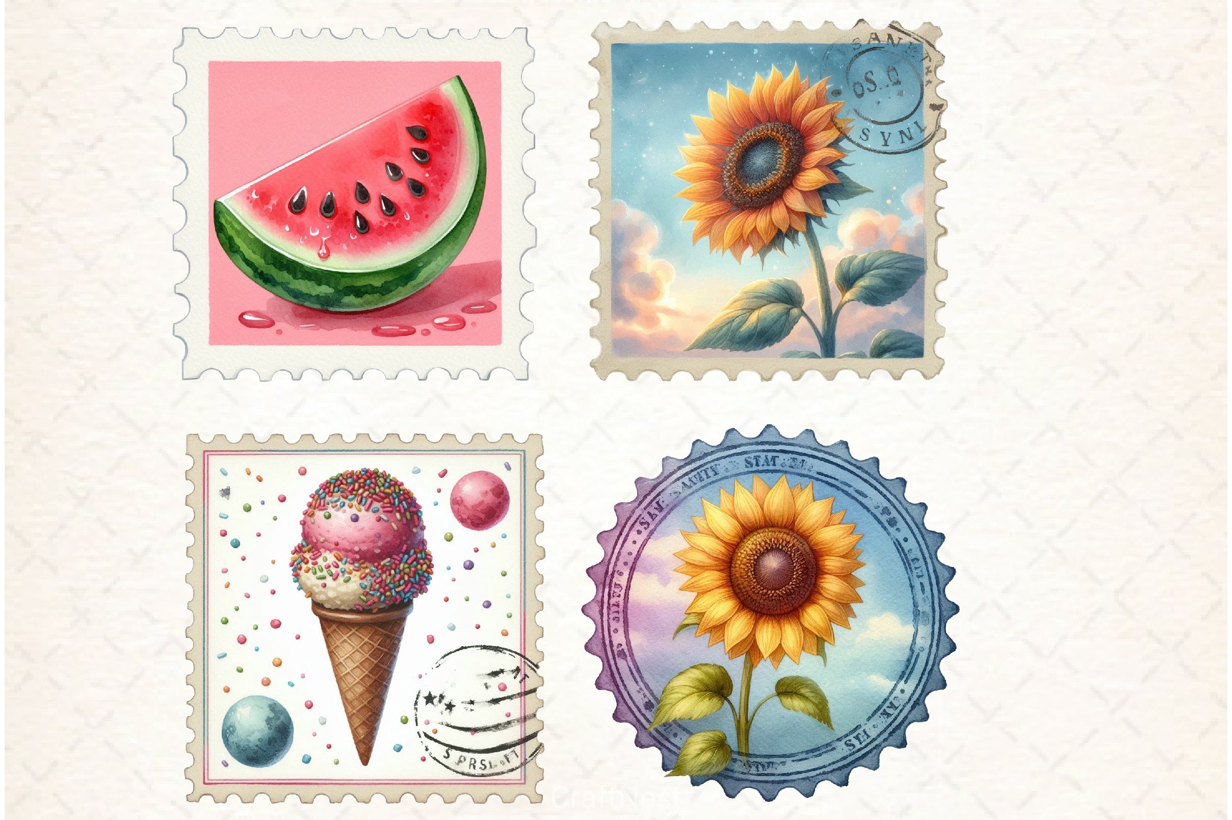 Summer Stamp Clipart Bundle - CraftNest - Digital Crafting and Art