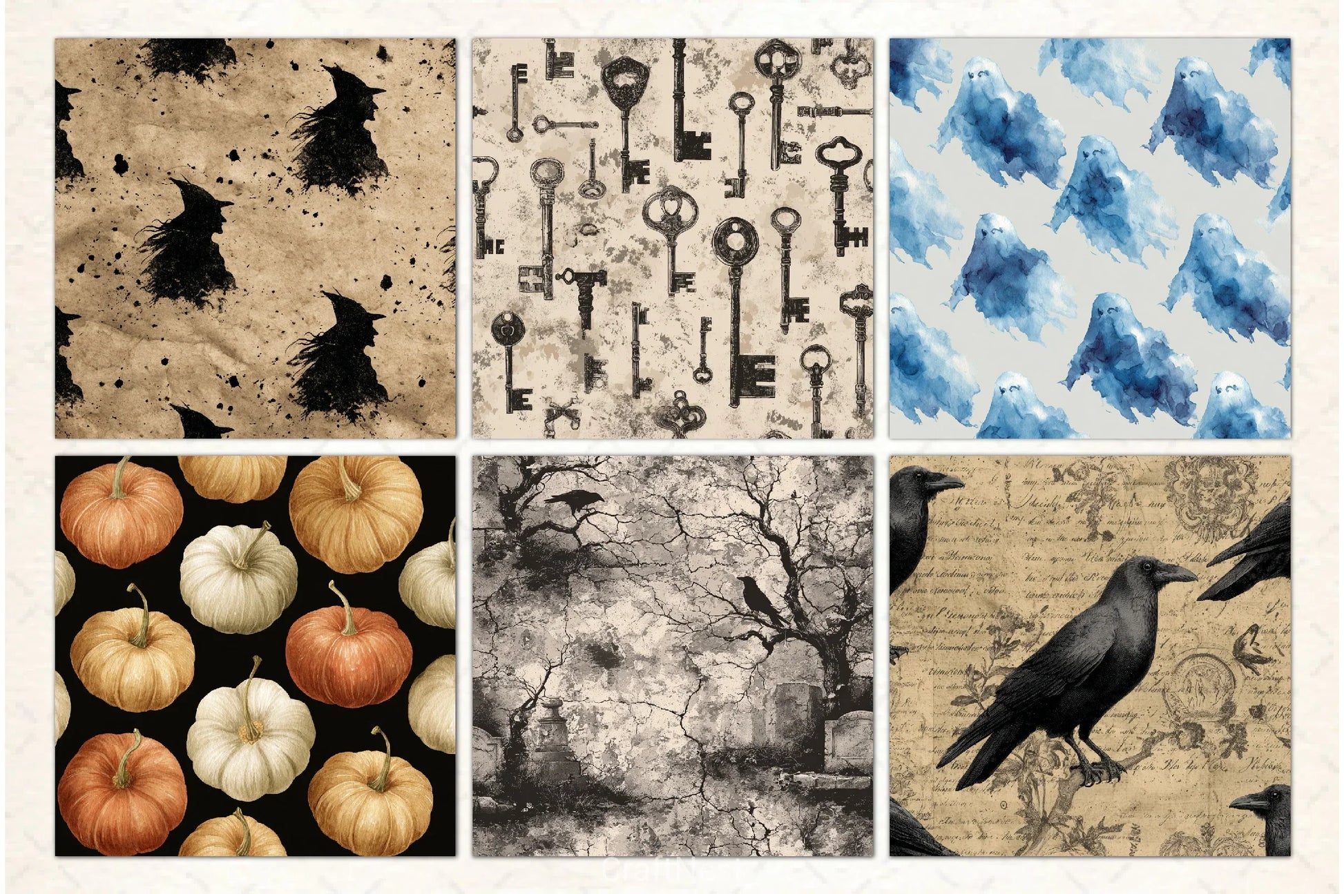 Vintage Halloween Digital Paper - CraftNest - Digital Crafting and Art