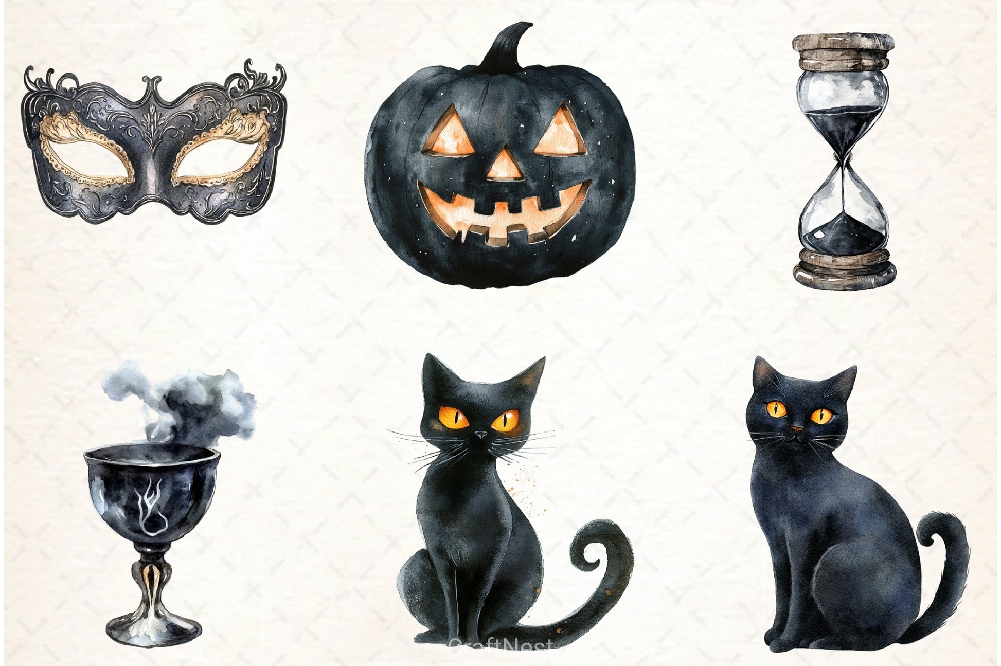 Halloween Black & White Clipart Bundle - CraftNest - Digital Crafting and Art