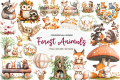 Woodland Forest Animals Friends Clipart Bundle - CraftNest - Digital Crafting and Art