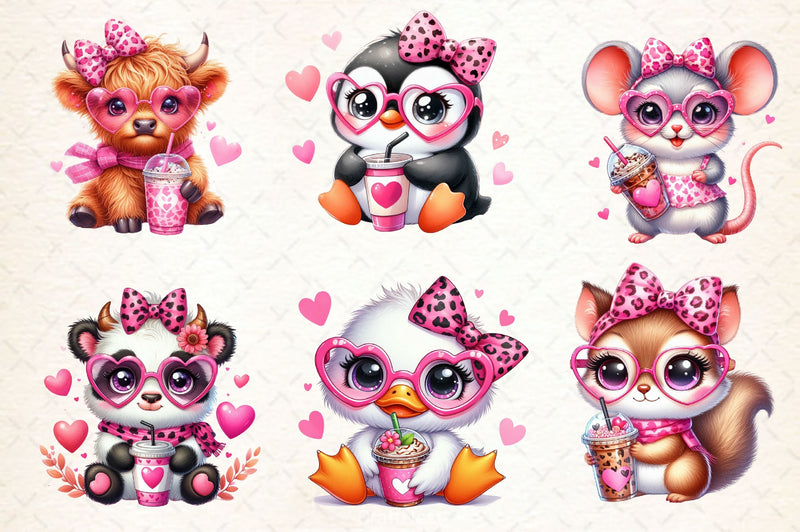 Animals Valentine Coffee Clipart Bundle 5 - CraftNest - Digital Crafting and Art