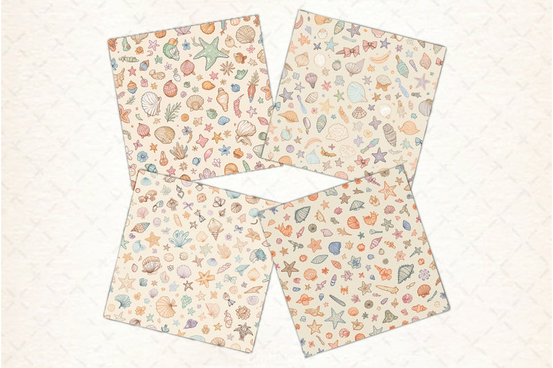 Seashell Pattern Digital Paper - CraftNest - Digital Crafting and Art