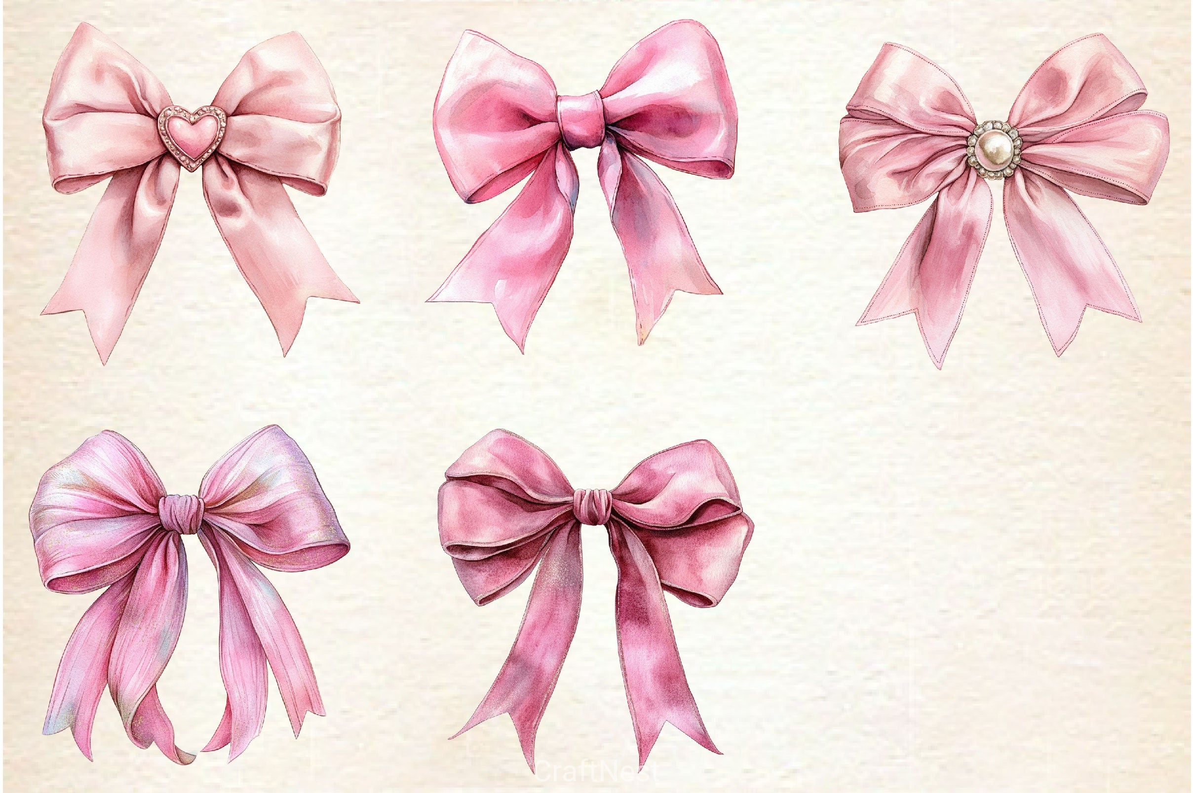 Coquette Pink Bow Graphics Clipart Bundle - CraftNest - Digital Crafting and Art