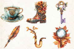 Steampunk Autumn Clipart Bundle 6 - CraftNest - Digital Crafting and Art