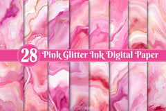 Pink Glitter Ink Digital Papers - CraftNest - Digital Crafting and Art
