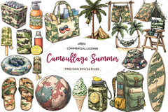 Camouflage Summer Elements Clipart Bundle - CraftNest - Digital Crafting and Art