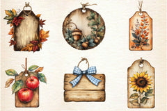 Vintage Wooden Autumn Tags Clipart Bundle 2 - CraftNest - Digital Crafting and Art